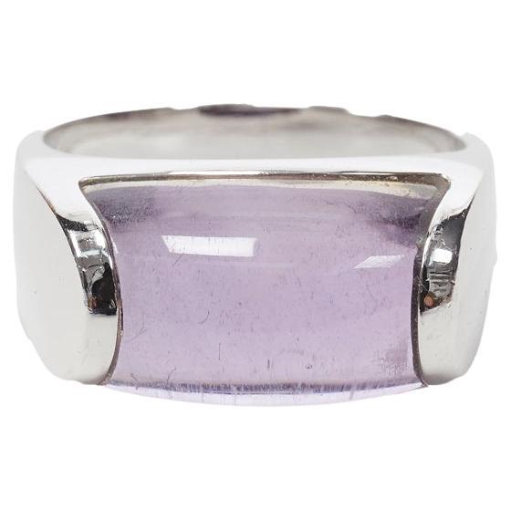 vintage BULGARI JEWELLERY Amethyst stone silver curved ring For Sale