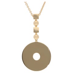 Vintage Bulgari Lucia Disc Pendant Necklace in Yellow Gold