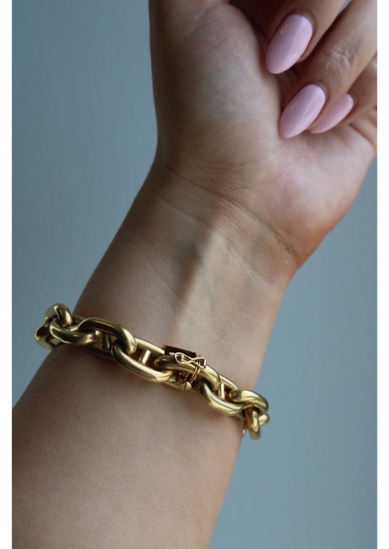 Vintage Bulgari Mariner Anchor Link Bracelet Puffy Chain 18K Yellow Gold 6