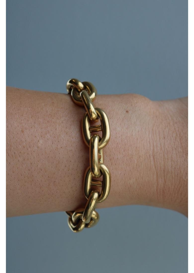 Vintage Bulgari Mariner Anchor Link Bracelet Puffy Chain 18K Yellow Gold 8