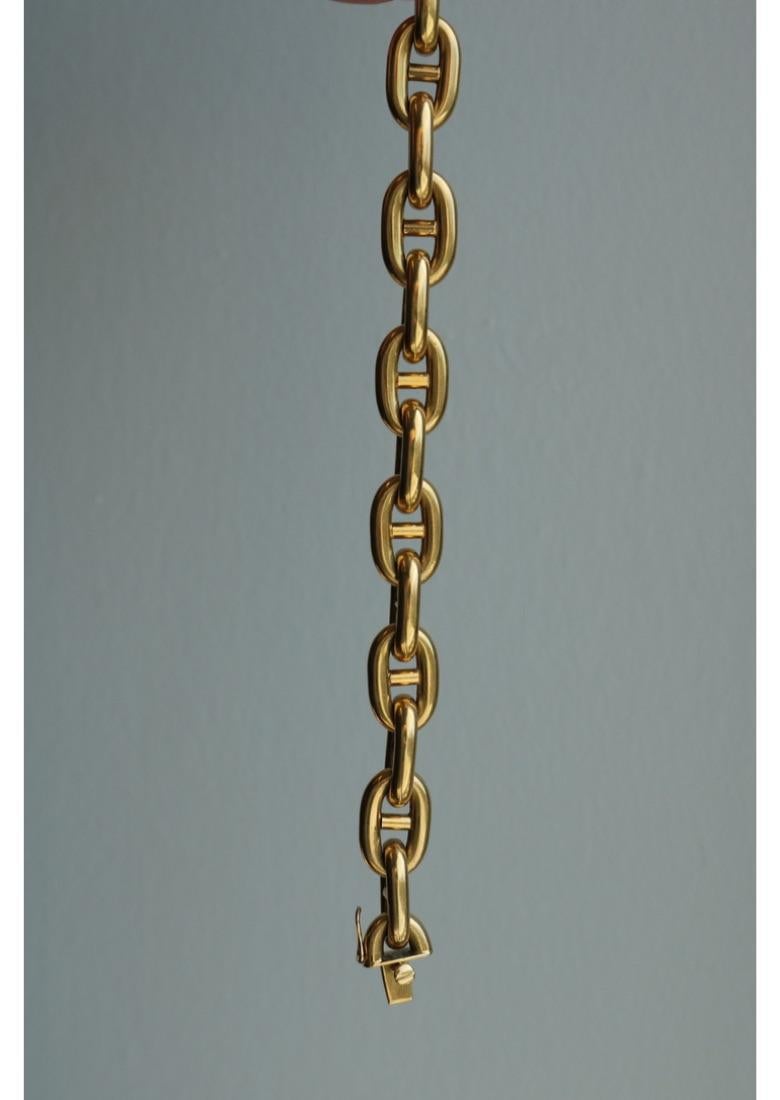 Vintage Bulgari Mariner Anchor Link Bracelet Puffy Chain 18K Yellow Gold 9