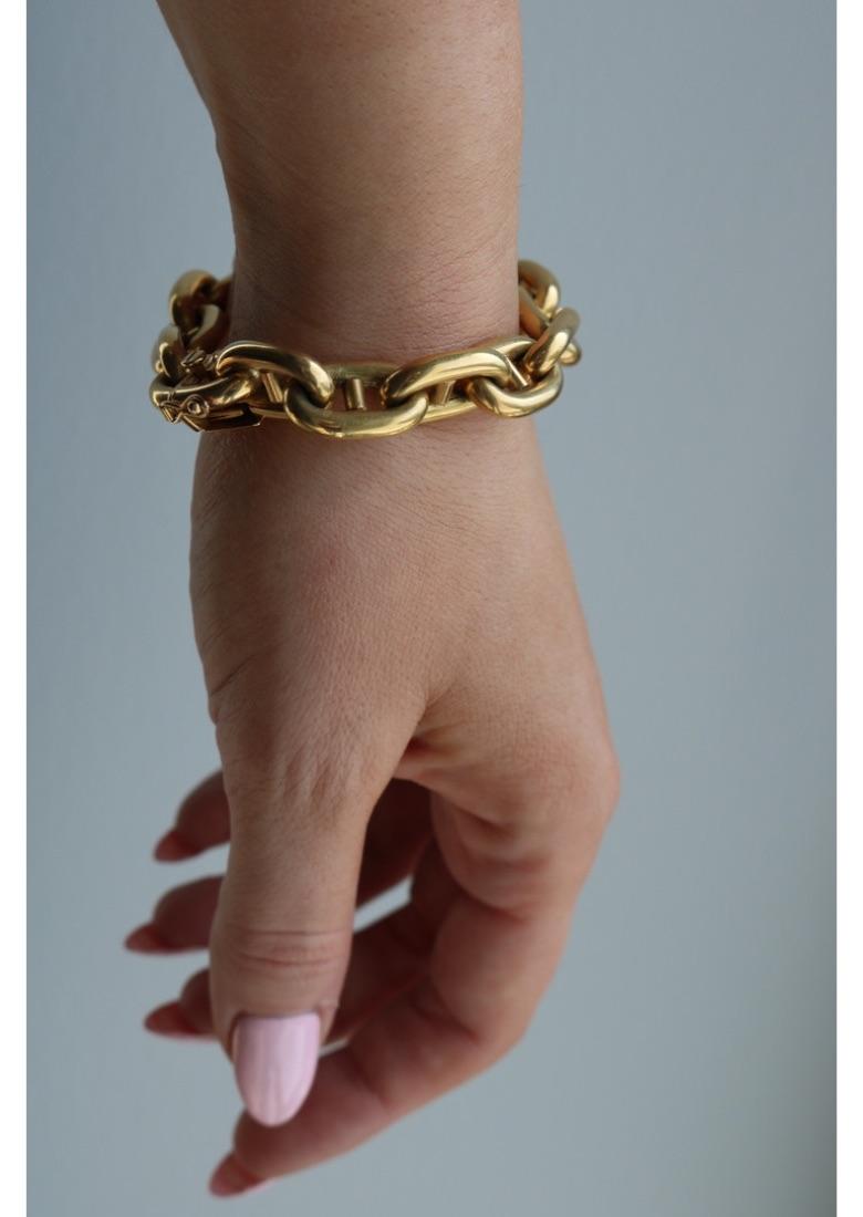 Vintage Bulgari Mariner Anchor Link Bracelet Puffy Chain 18K Yellow Gold 10