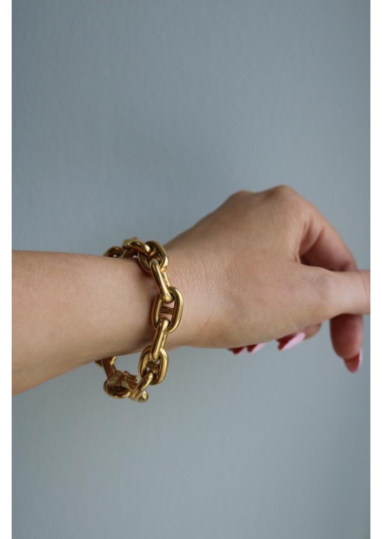 Modern Vintage Bulgari Mariner Anchor Link Bracelet Puffy Chain 18K Yellow Gold