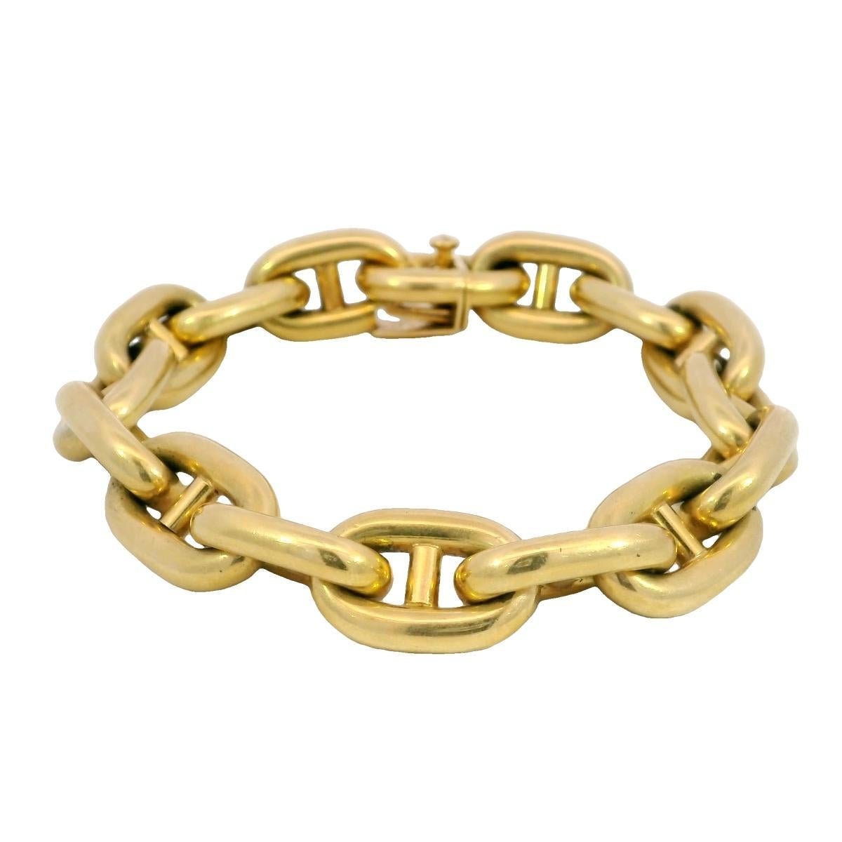 Vintage Bulgari Mariner Anchor Link Bracelet Puffy Chain 18K Yellow Gold 1