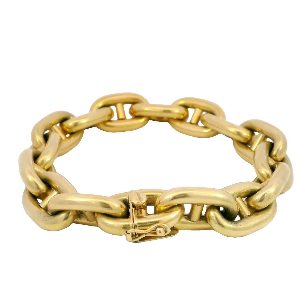 Vintage Bulgari Mariner Anchor Link Bracelet Puffy Chain 18K Yellow Gold 2