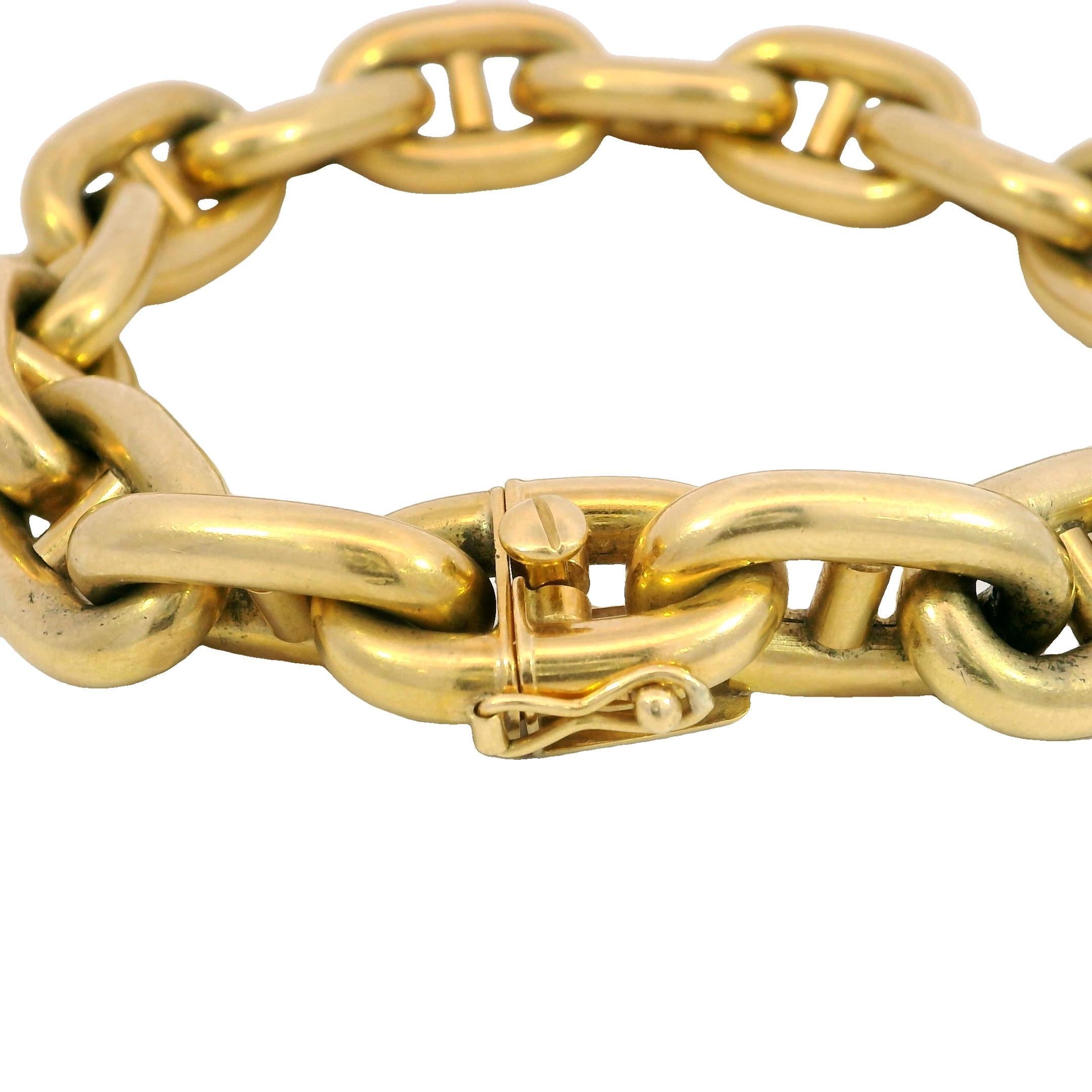 Vintage Bulgari Mariner Anchor Link Bracelet Puffy Chain 18K Yellow Gold 3