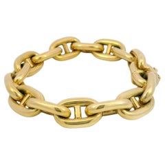 Vintage Bulgari Mariner Anchor Link Bracelet Puffy Chain 18K Yellow Gold