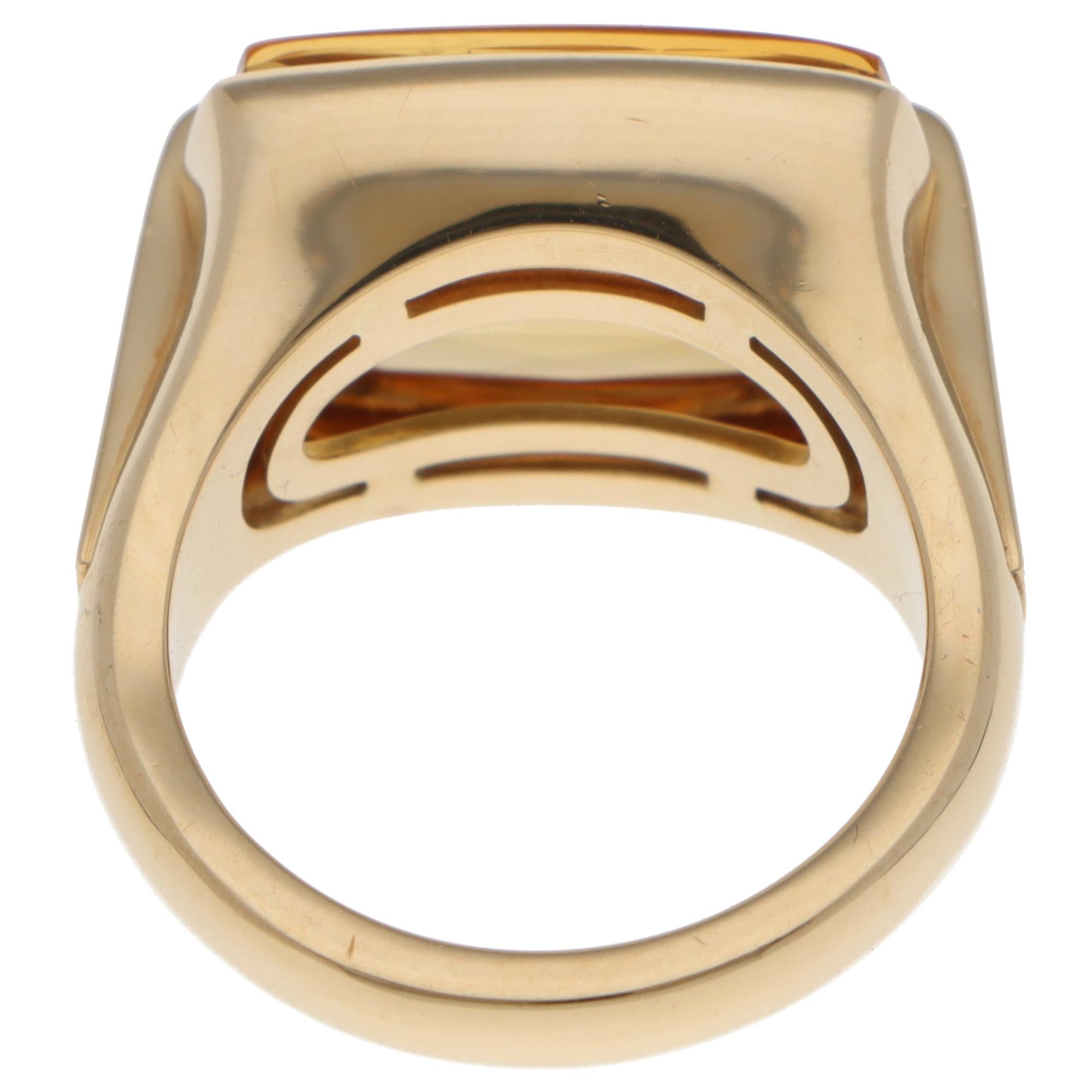 Vintage Bulgari Metropolis Citrine Ring in Yellow Gold In Excellent Condition In London, GB