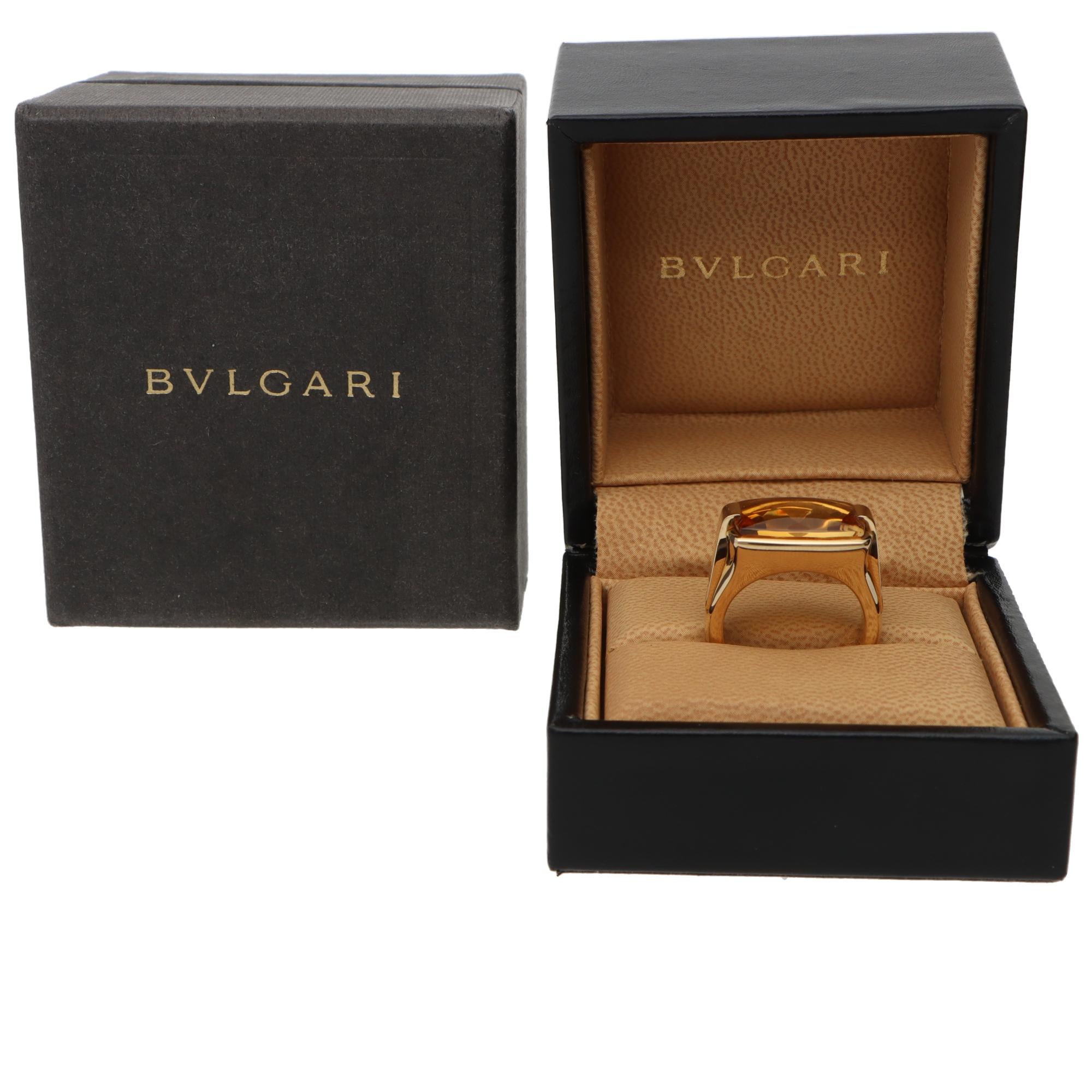 Vintage Bulgari Metropolis Citrine Ring in Yellow Gold 1