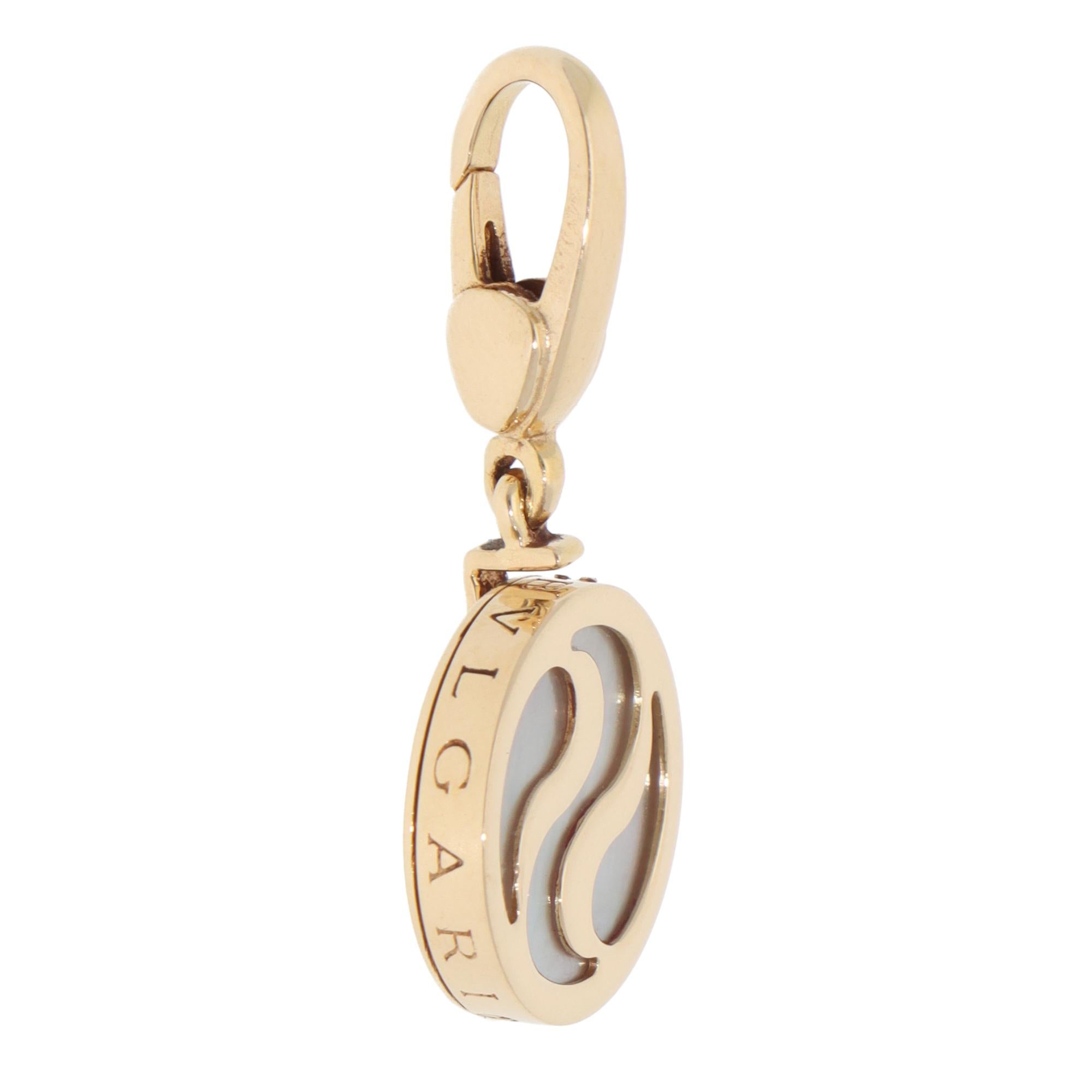 Women's or Men's Vintage Bulgari Mother of Pearl Optical Illusion Pendant in Yellow Gold