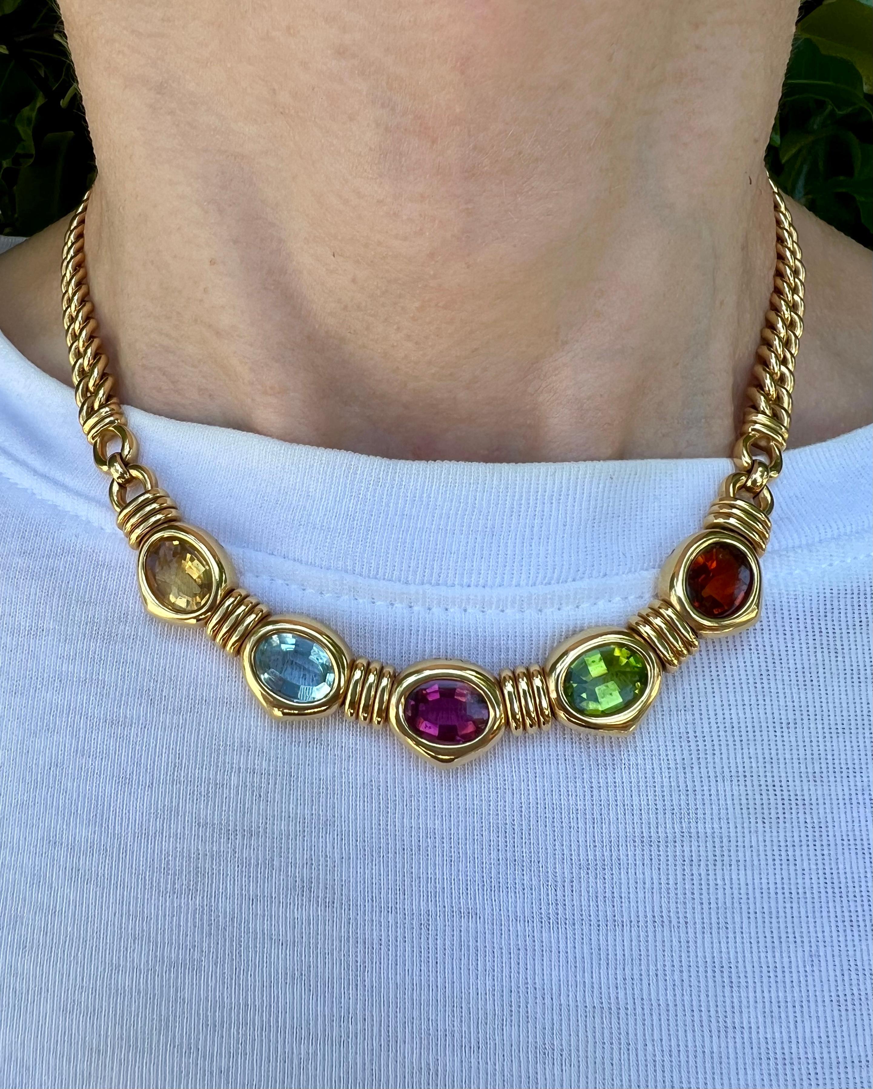 Vintage Bulgari Necklace Gemstone Gold 1