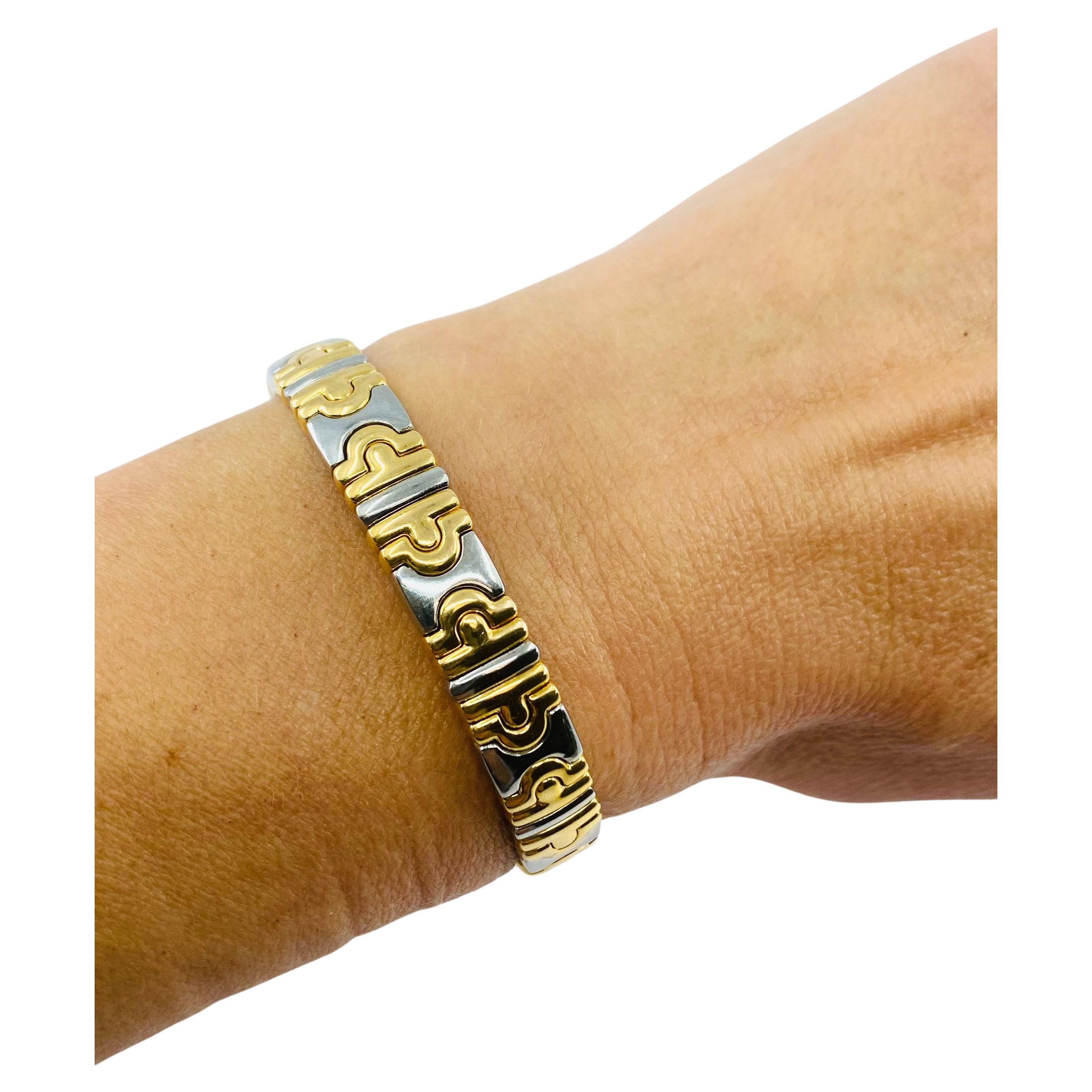 Bulgari Parentesi Vintage-Armband aus Edelstahl und Gold im Zustand „Gut“ in Beverly Hills, CA
