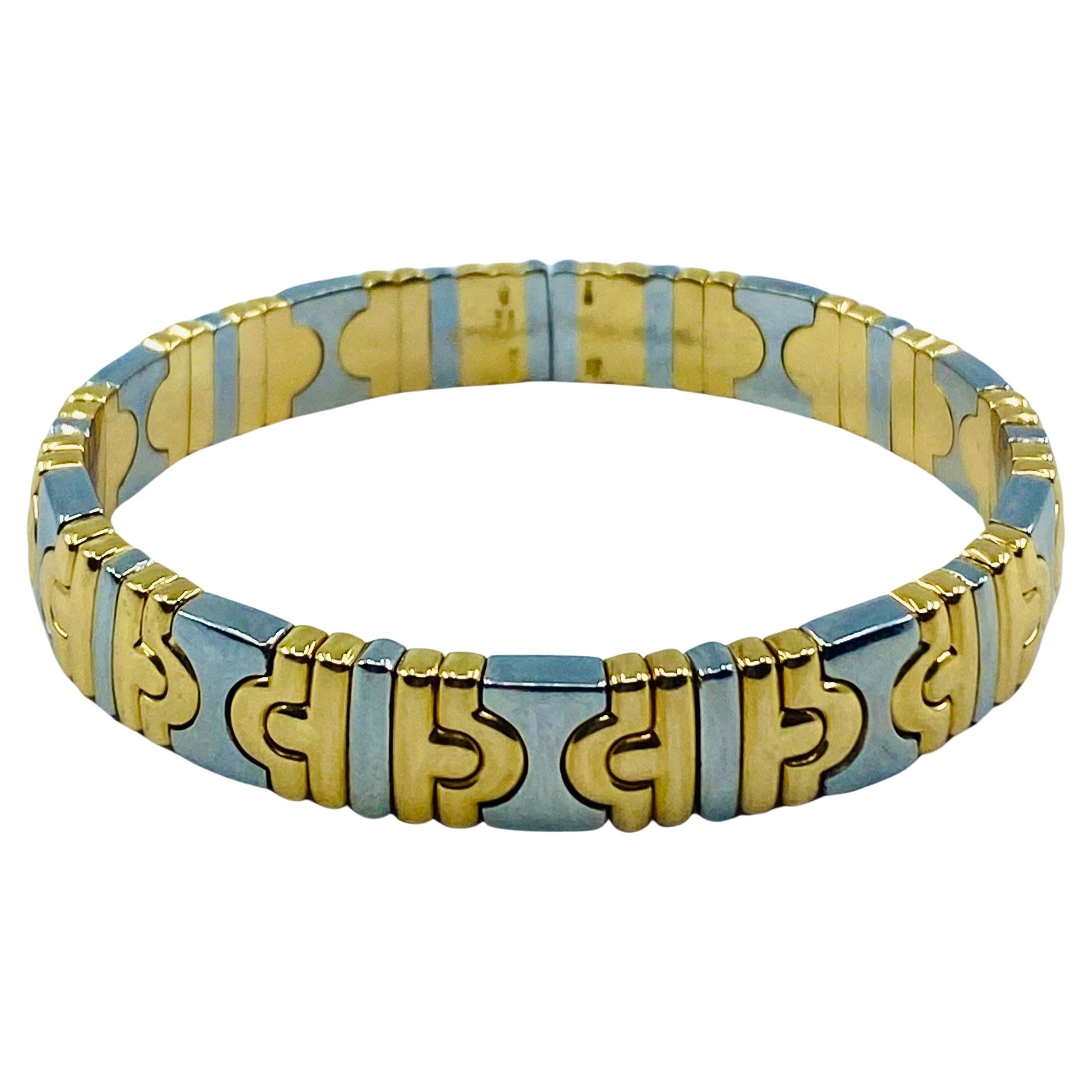 Bulgari Parentesi Vintage-Armband aus Edelstahl und Gold 1