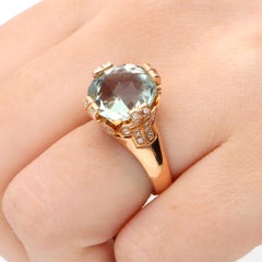 Vintage Bulgari Parentesi Green Quartz and Diamond Ring