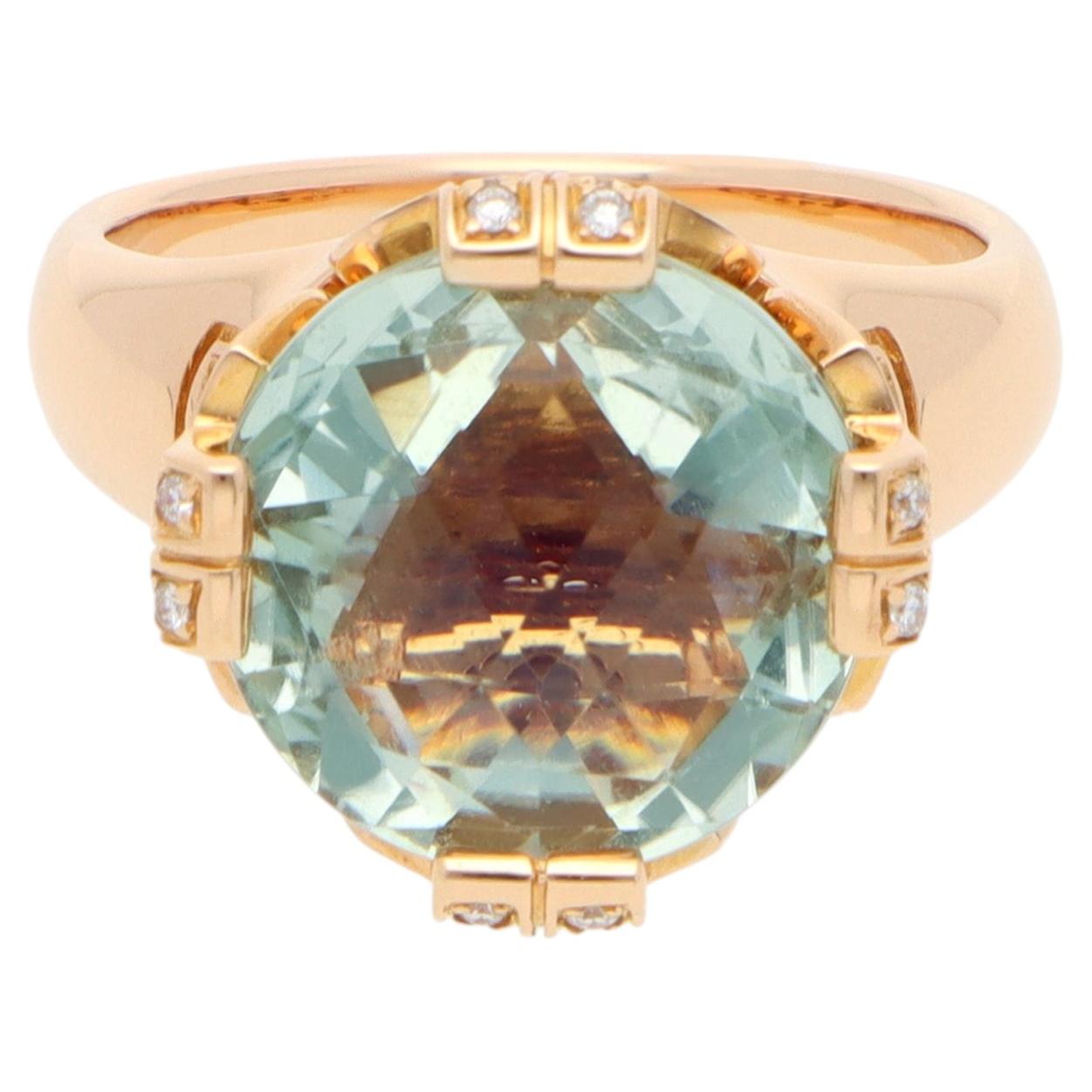 Vintage Bulgari Parentesi Green Quartz and Diamond Ring