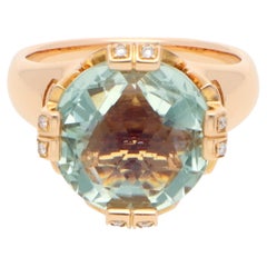 Vintage Bulgari Parentesi Green Quartz and Diamond Ring