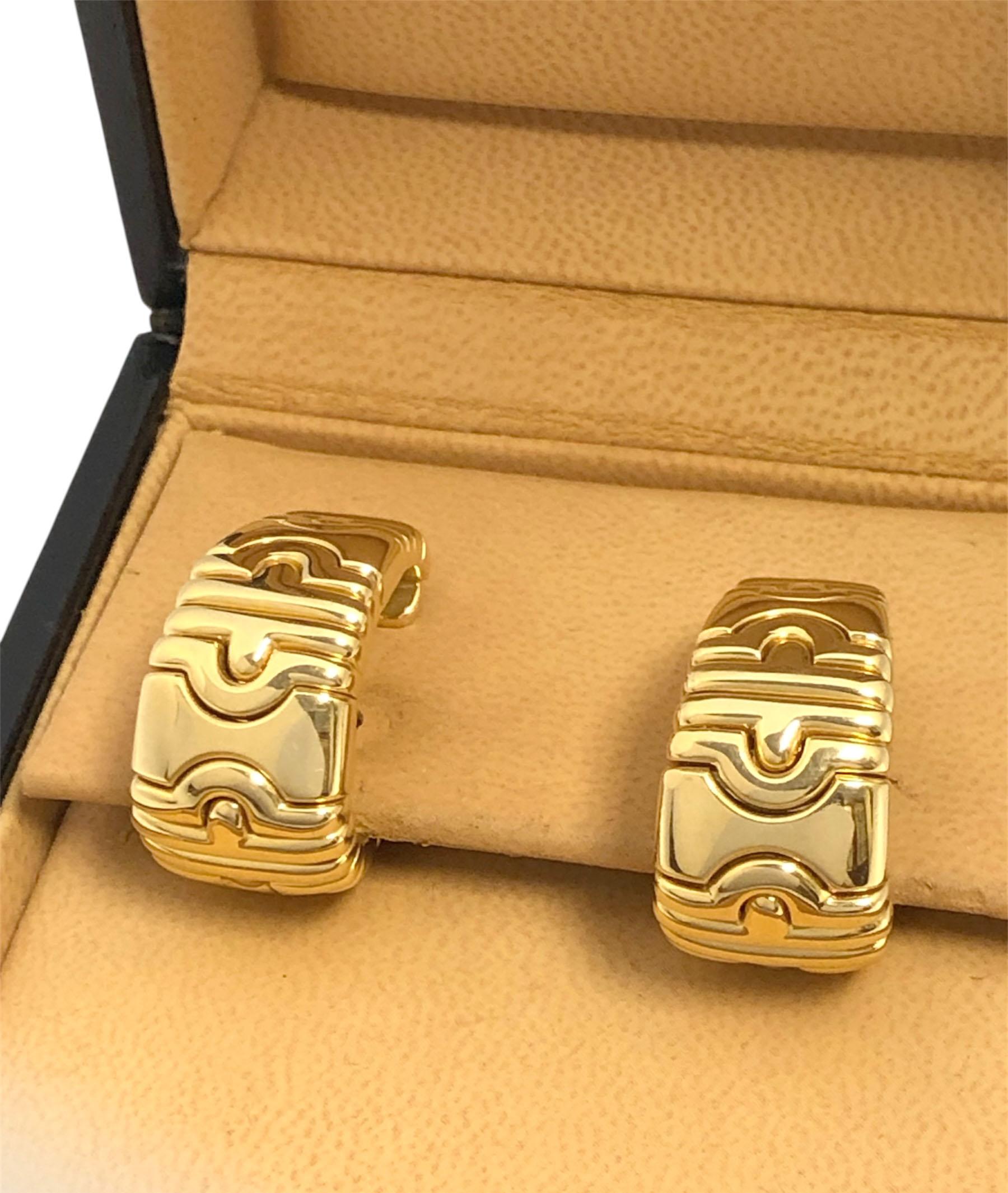 Vintage Bulgari Parentesi Large Yellow Gold Hoop Earrings For Sale 4