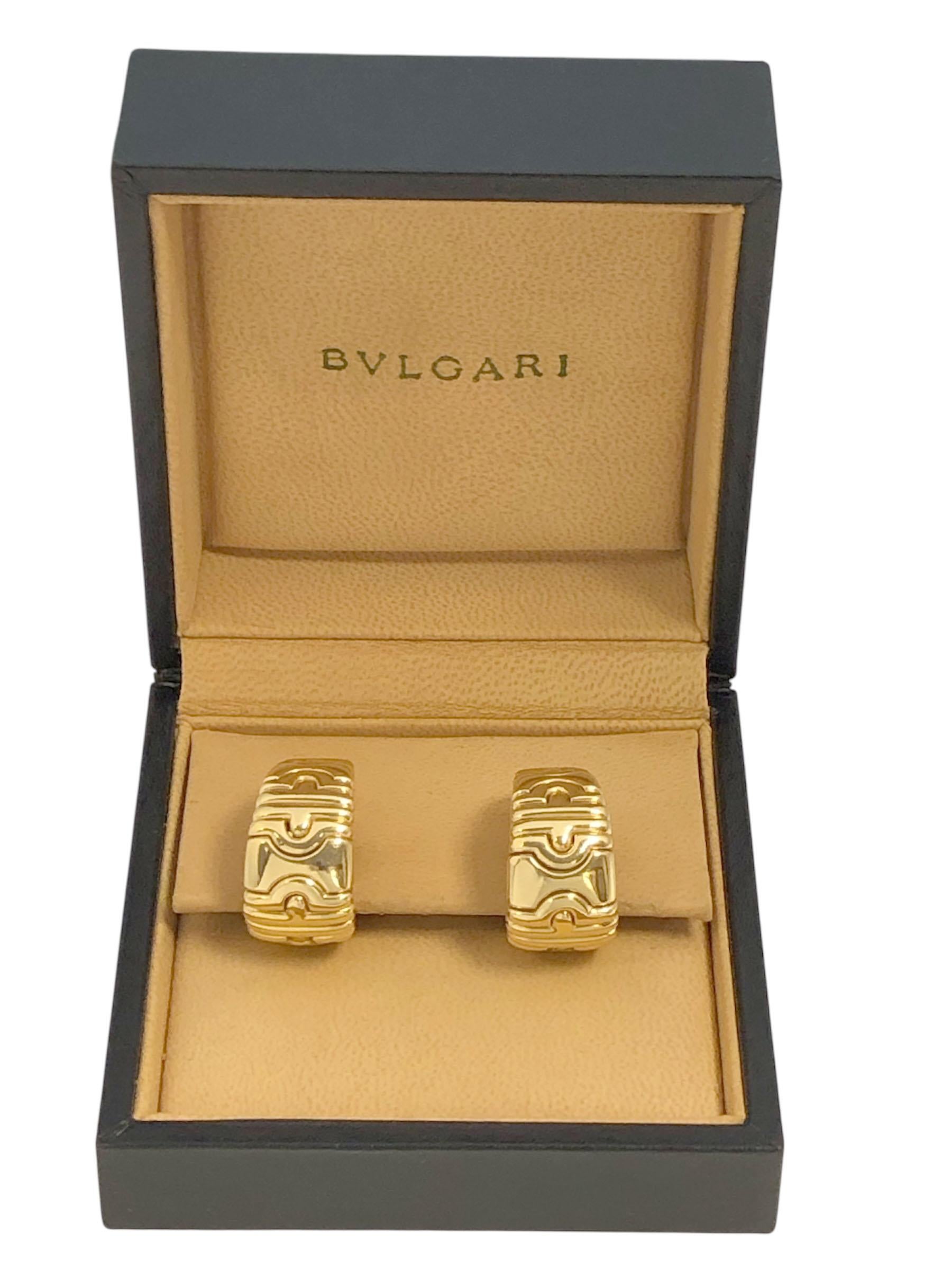 Vintage Bulgari Parentesi Large Yellow Gold Hoop Earrings For Sale 5
