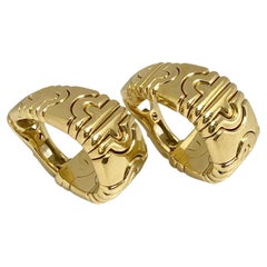 Vintage Bulgari Parentesi Large Yellow Gold Hoop Earrings