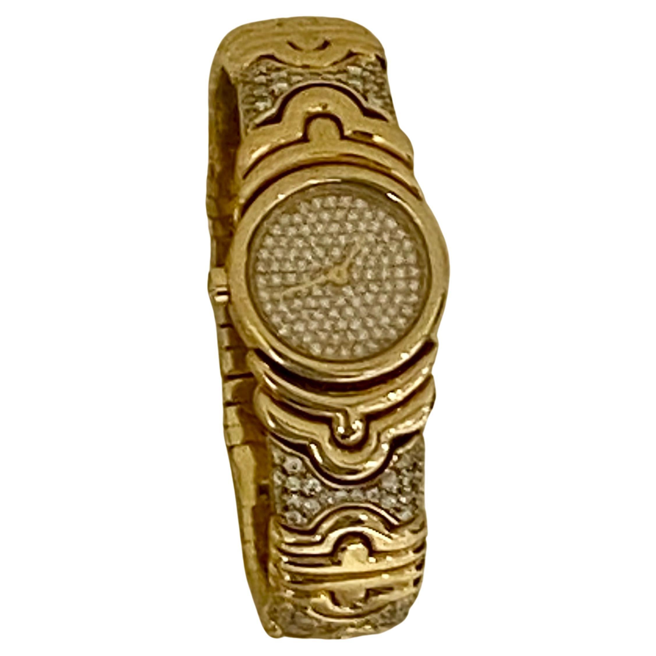 Bulgari „Parentesi“ Vintage-Uhr „Parentesi“ aus Gelbgold mit weißenen Diamanten im Angebot 5