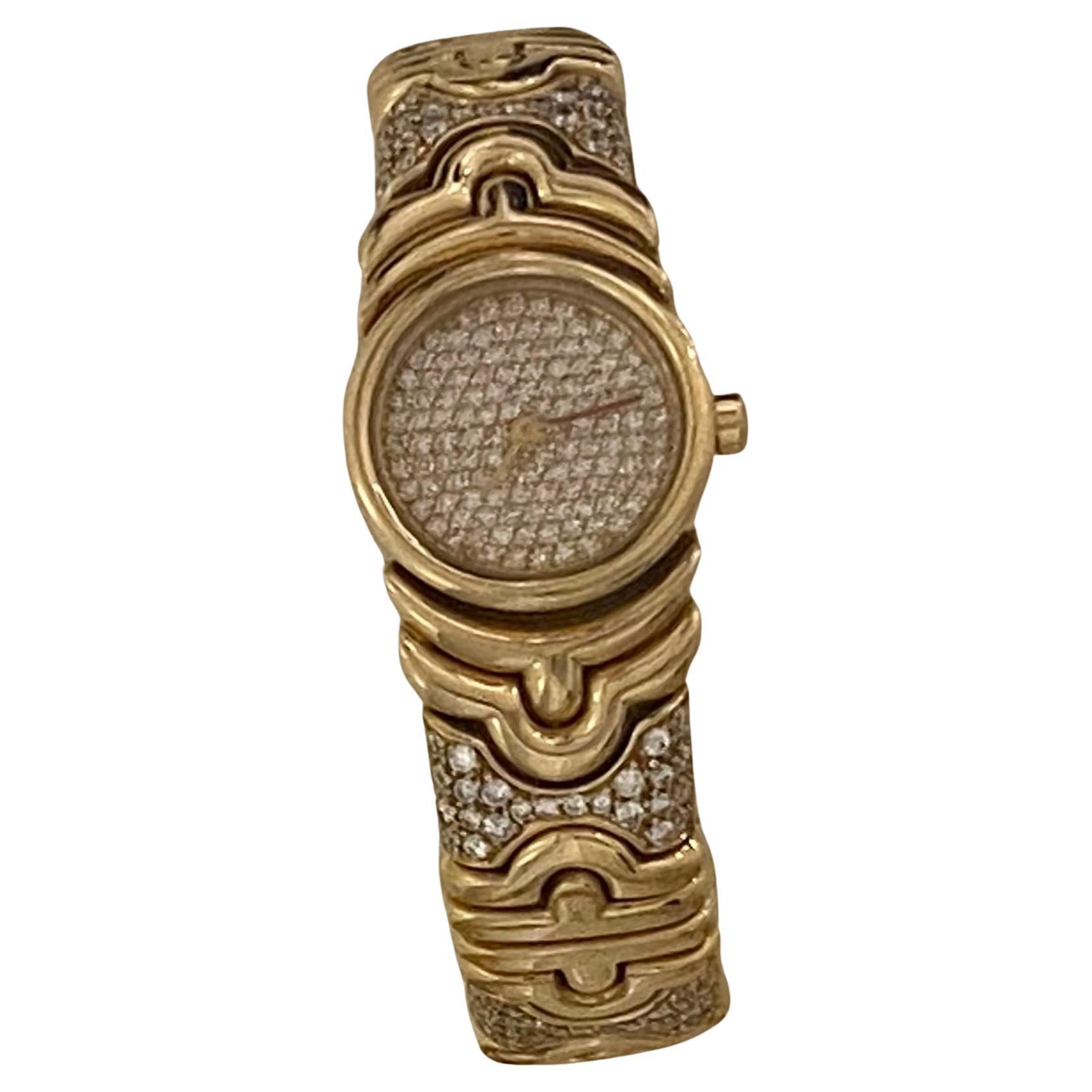 Bulgari „Parentesi“ Vintage-Uhr „Parentesi“ aus Gelbgold mit weißenen Diamanten im Angebot 6