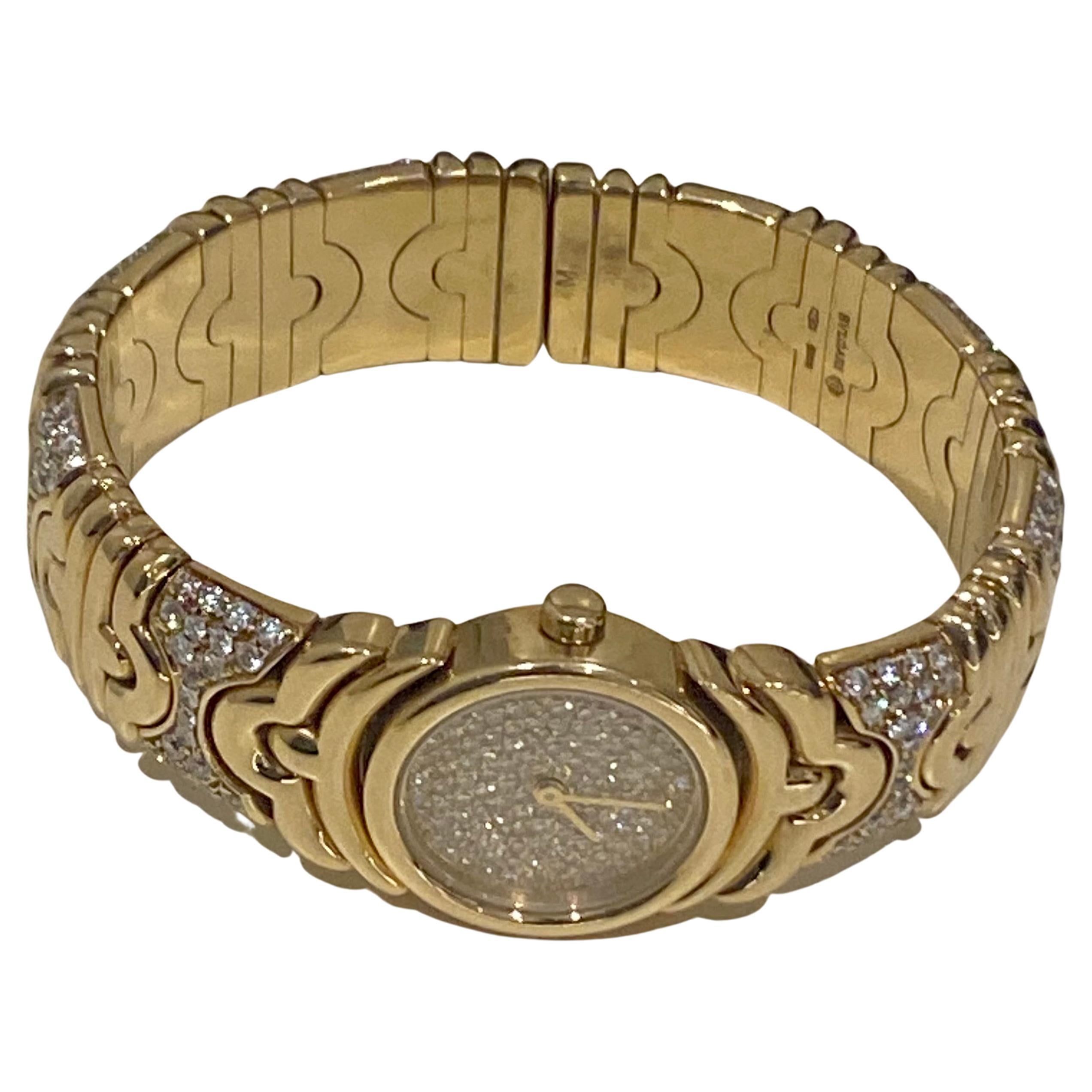 Bulgari „Parentesi“ Vintage-Uhr „Parentesi“ aus Gelbgold mit weißenen Diamanten im Angebot 2