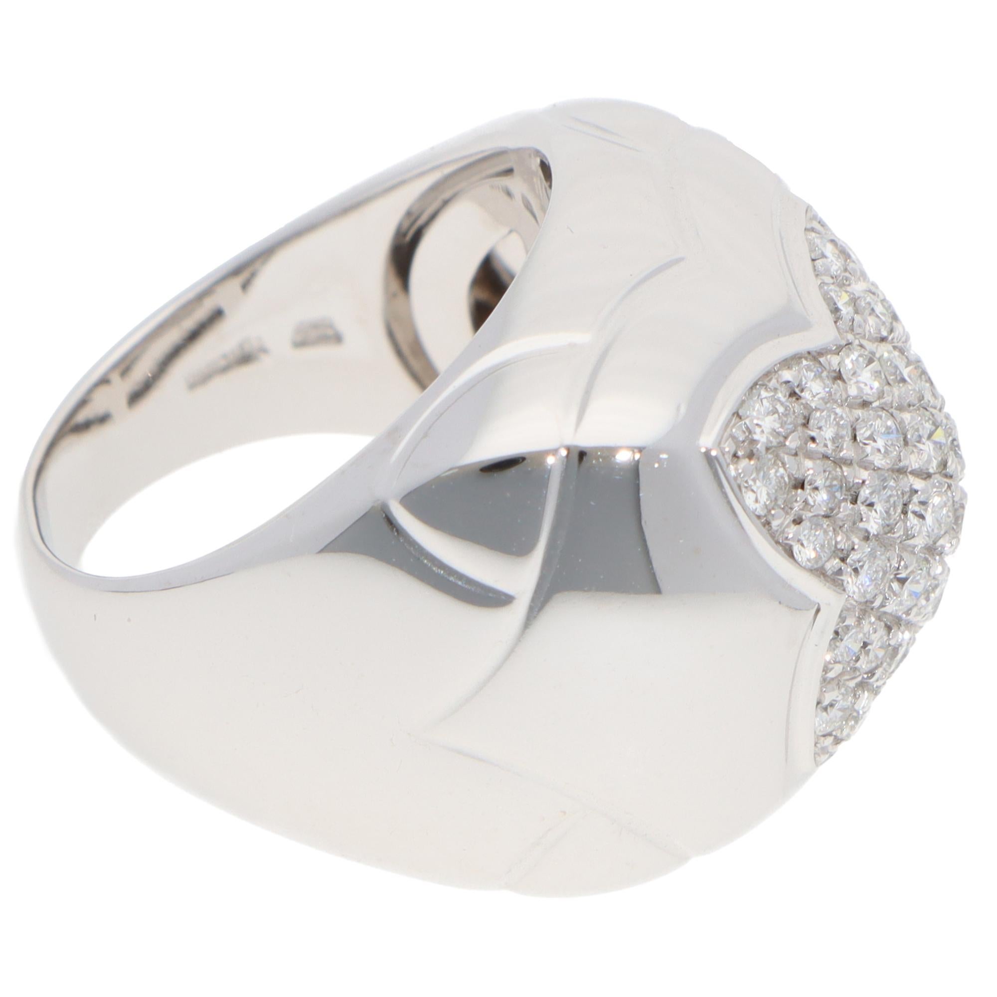 Modern Vintage Bulgari Pyramid Diamond Ring in White Gold For Sale