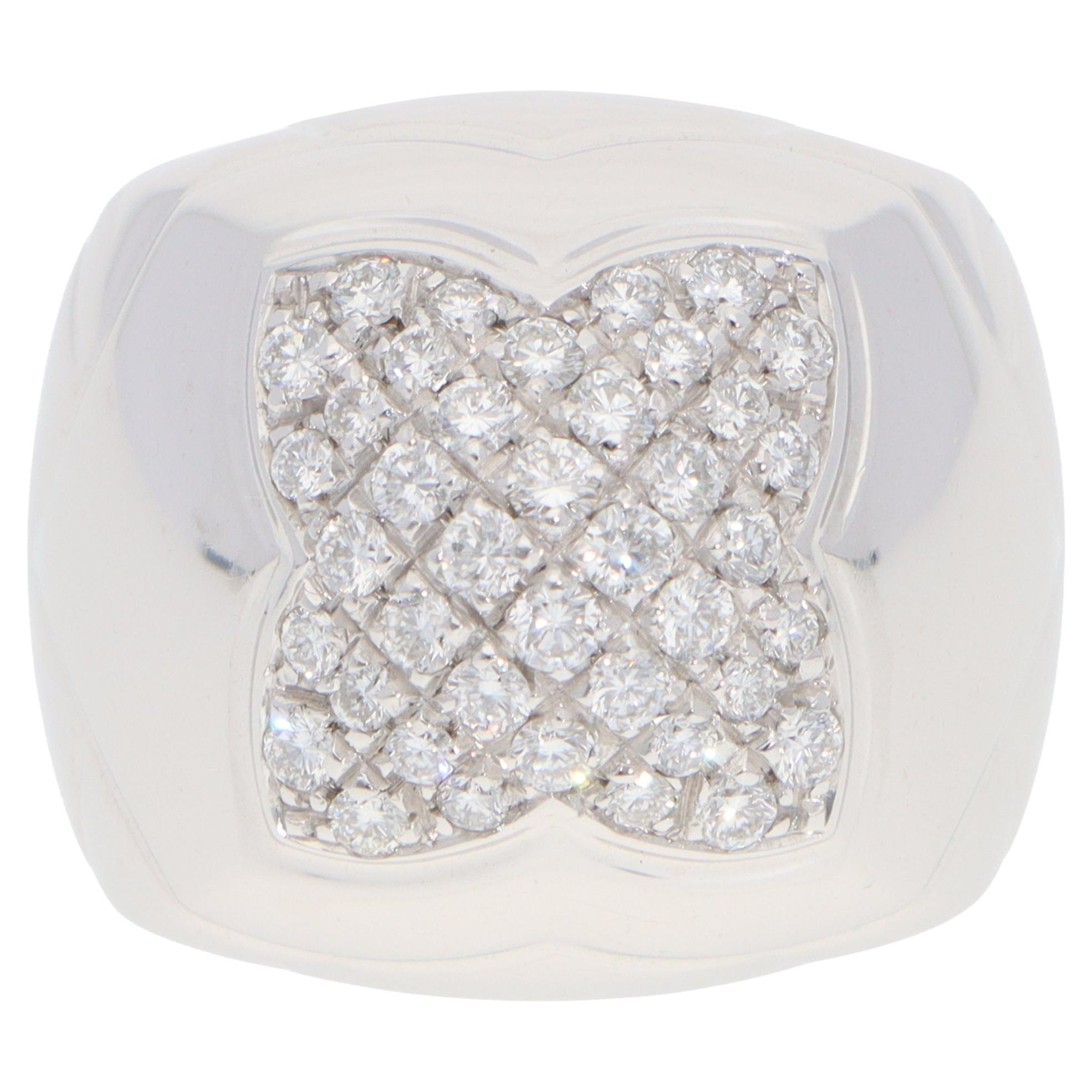Vintage Bulgari Pyramid Diamond Ring in White Gold