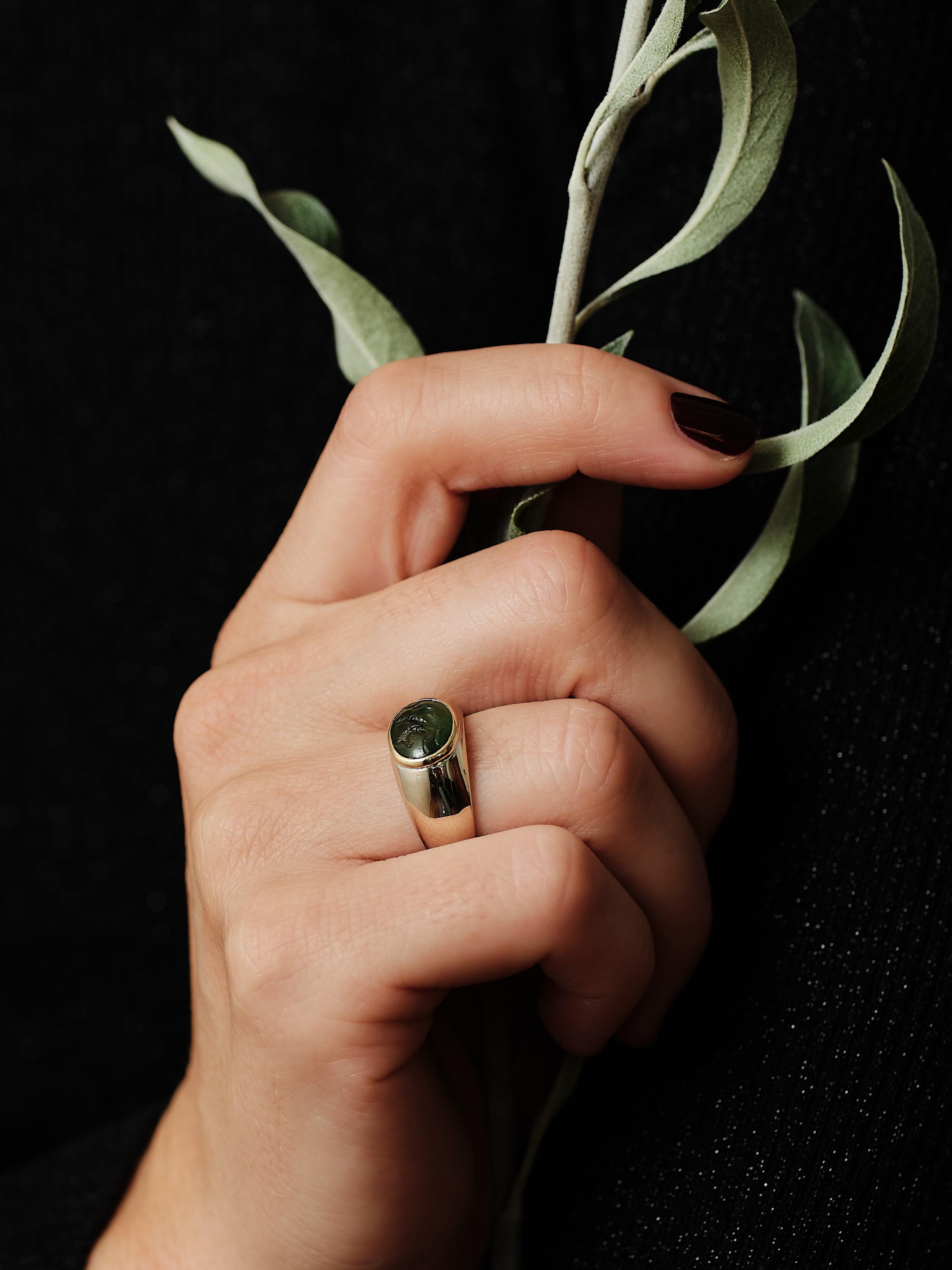 Retro Vintage Bulgari ring with nephrite Intaglio of Pegasus 1st century BCE