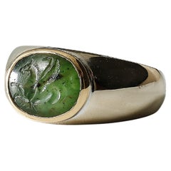 Vintage Bulgari ring with nephrite Intaglio of Pegasus 1st century BCE