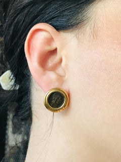 Vintage Bulgari Roman Coin Yellow Gold Earrings