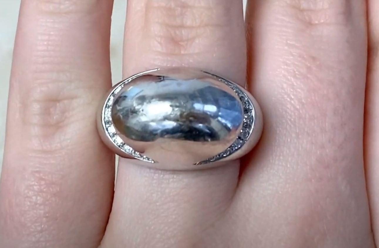 Vintage Bulgari Round Brilliant Cut Dome Ring, VS1 Clarity , 18k White Gold  In Excellent Condition For Sale In New York, NY