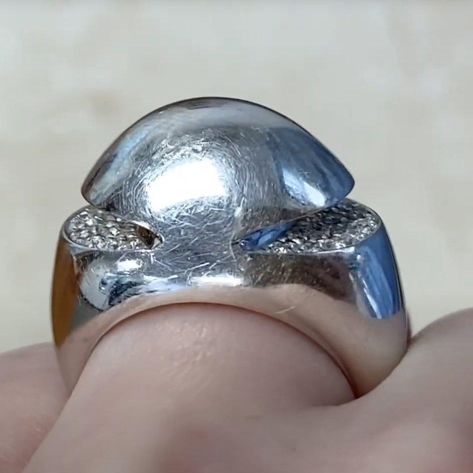 Taglio rotondo Anello Bulgari d'epoca a cupola con taglio brillante rotondo, purezza VS1, oro bianco 18 carati in vendita