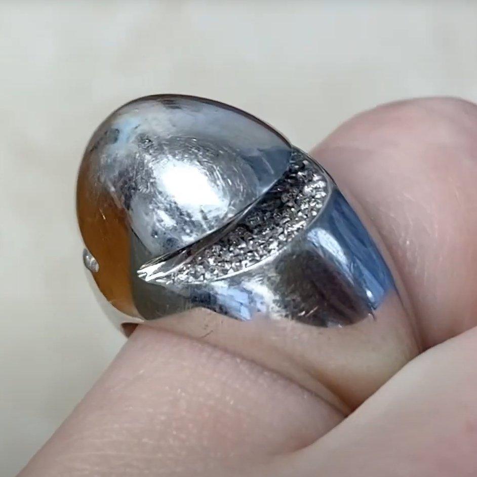 Anello Bulgari d'epoca a cupola con taglio brillante rotondo, purezza VS1, oro bianco 18 carati In condizioni ottime in vendita a New York, NY