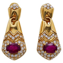 Bulgari Rubin-Diamant-Ohrringe aus 18k Gelbgold