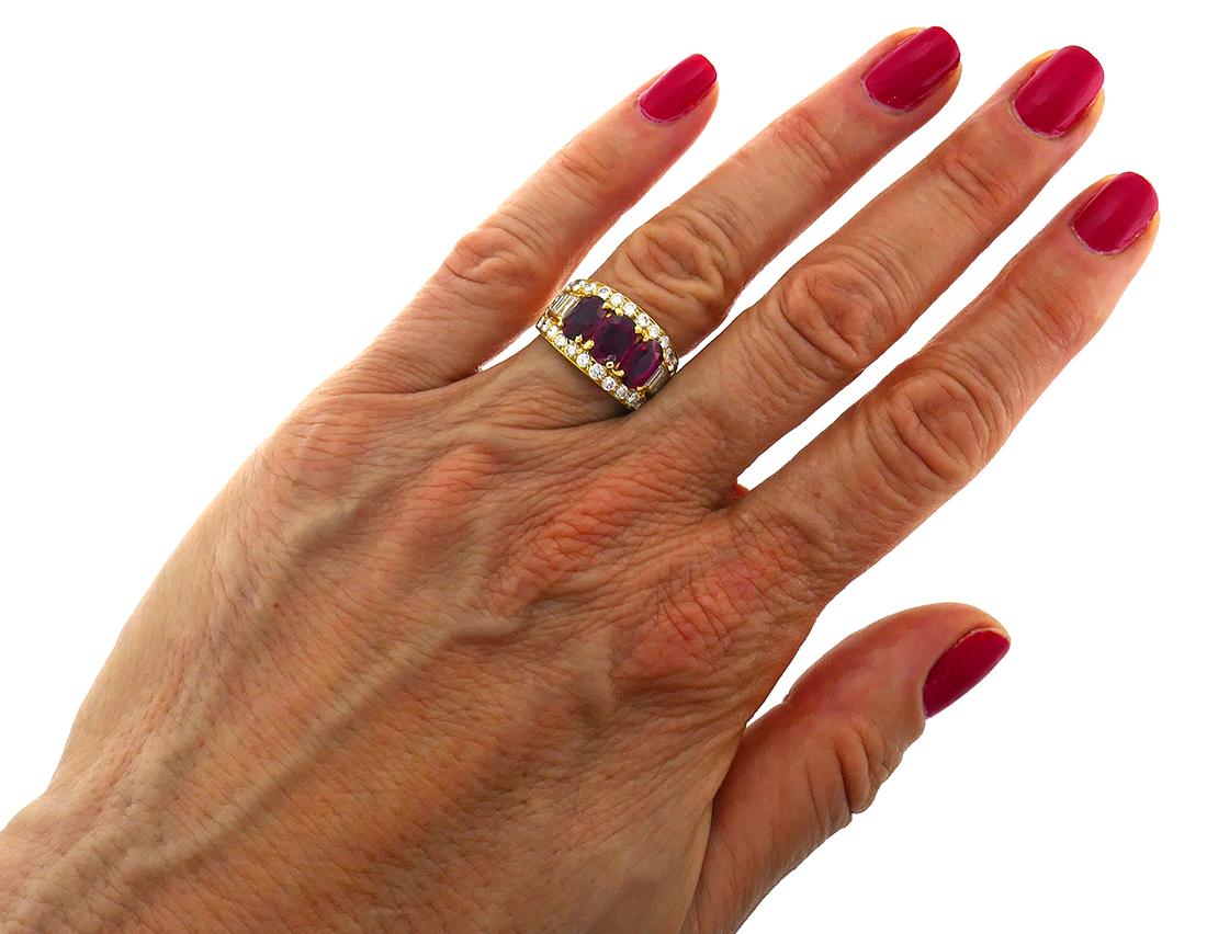 Vintage Bulgari Ruby Diamond 18k Yellow Gold Ring 2