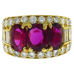 Vintage Bulgari Ruby Diamond 18k Yellow Gold Ring