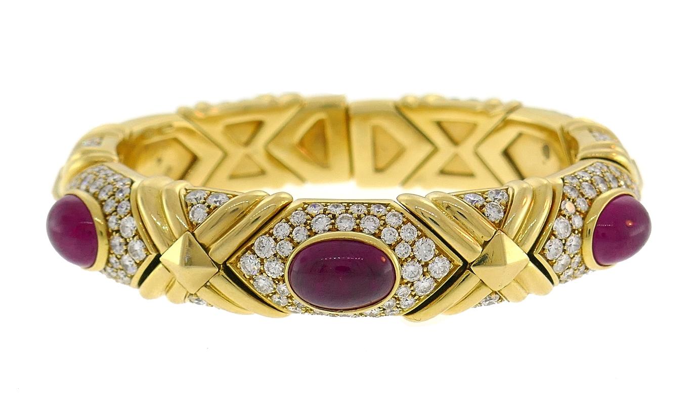 Vintage Bulgari Ruby Diamond Gold Bracelet Bangle Bvlgari 2