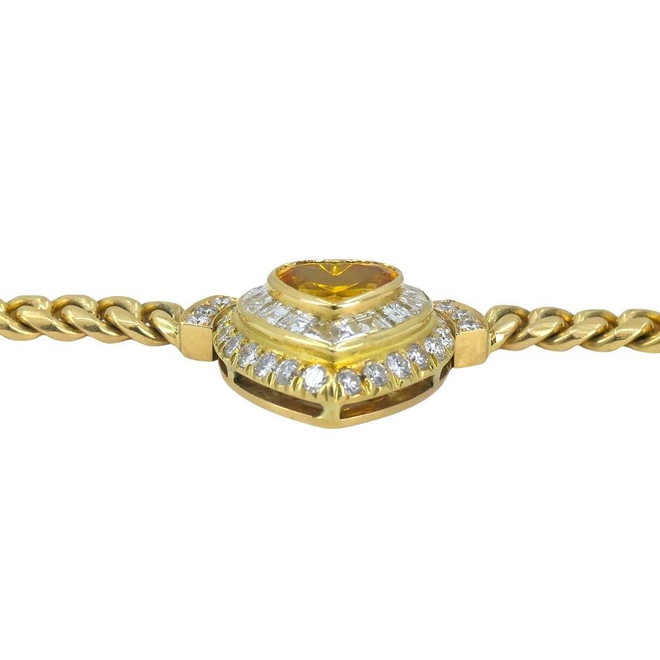 Collana con cuore di diamanti e zaffiro Bvlgari d'epoca In condizioni buone a Beverly Hills, CA