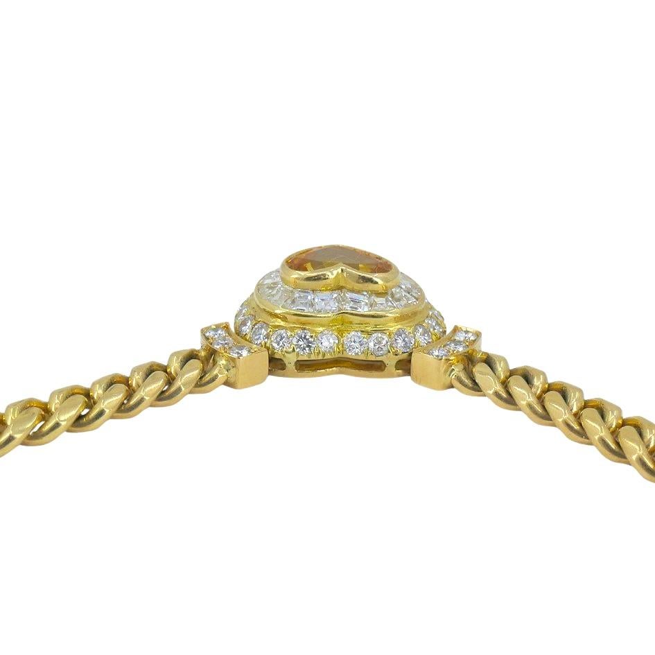 Donna Collana con cuore di diamanti e zaffiro Bvlgari d'epoca