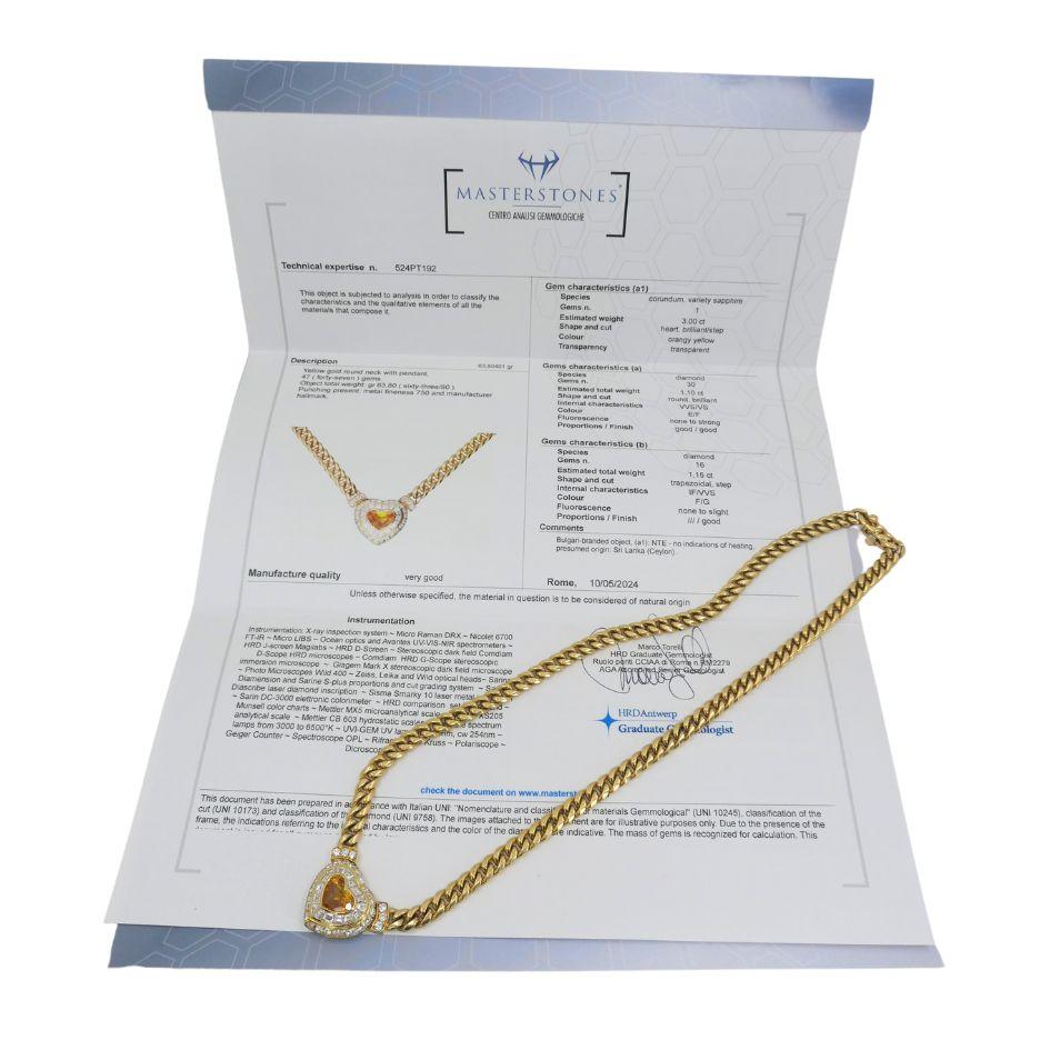 Collana con cuore di diamanti e zaffiro Bvlgari d'epoca 4