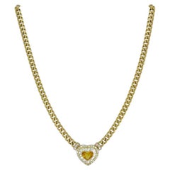 Vintage Bvlgari Sapphire Diamond Heart Necklace