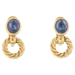 Vintage Bulgari Sapphire Earrings in Yellow Gold