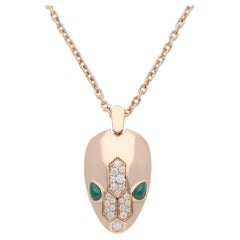 Vintage Bulgari Serpenti Diamant und Malachit Halskette