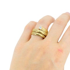 Vintage Bulgari Serpenti Tubogas 18k Gold Diamond Ring