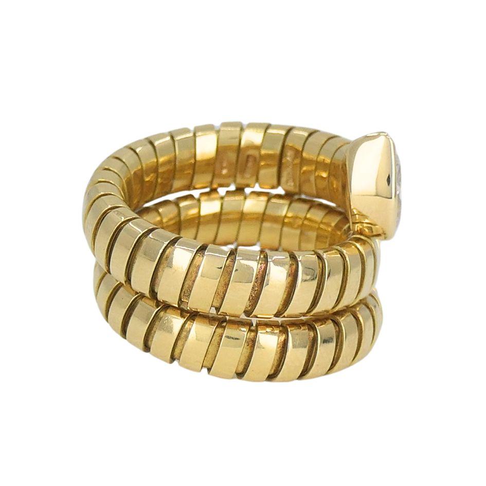 Vintage Bulgari Serpenti Tubogas 18k Gold Diamond Ring For Sale 1