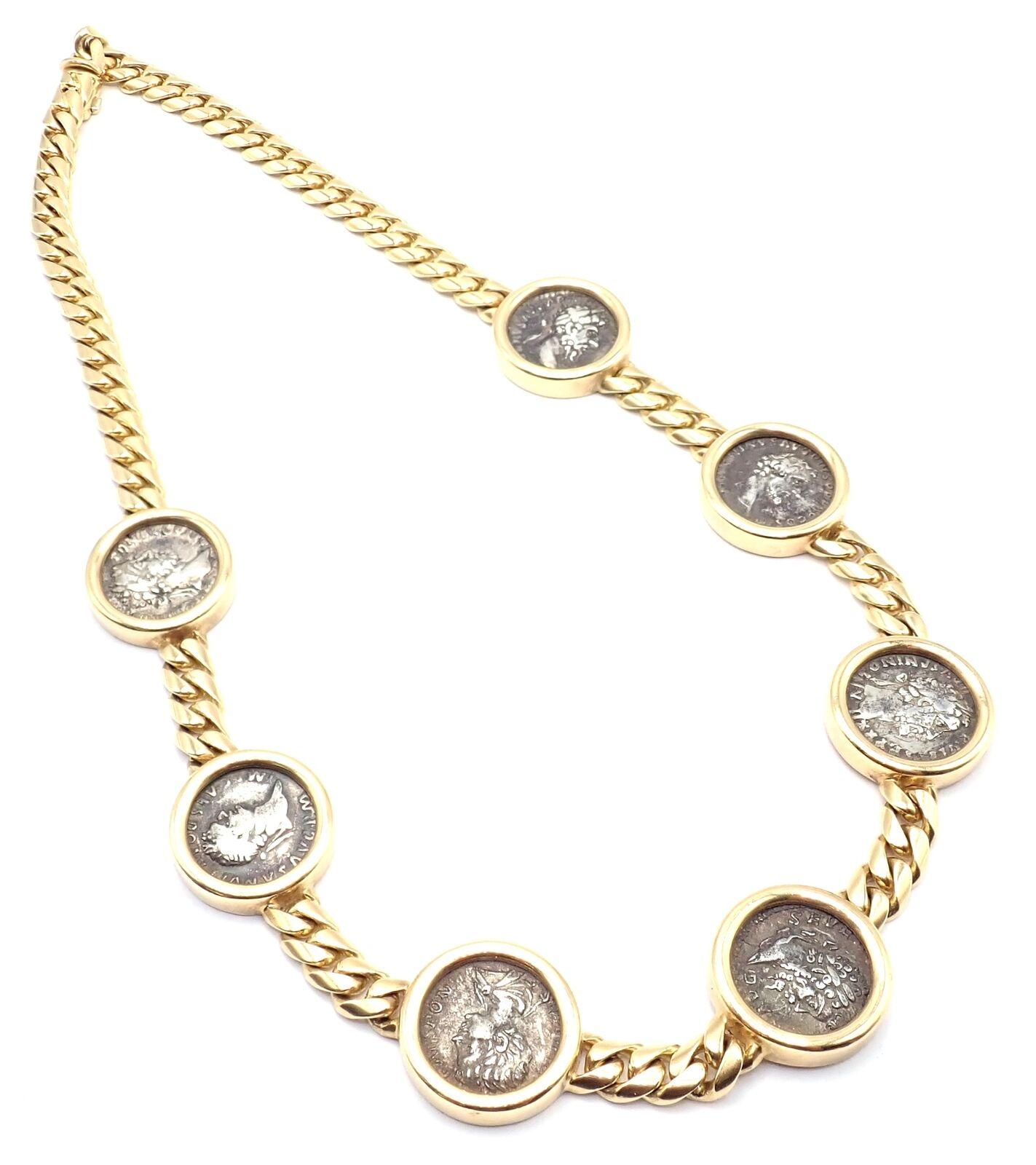 Bulgari Vintage Gliederhalskette aus Gelbgold mit sieben antiken Münzen, Vintage im Angebot 8