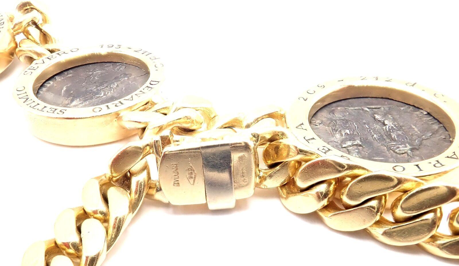 Bulgari Vintage Gliederhalskette aus Gelbgold mit sieben antiken Münzen, Vintage im Angebot 12
