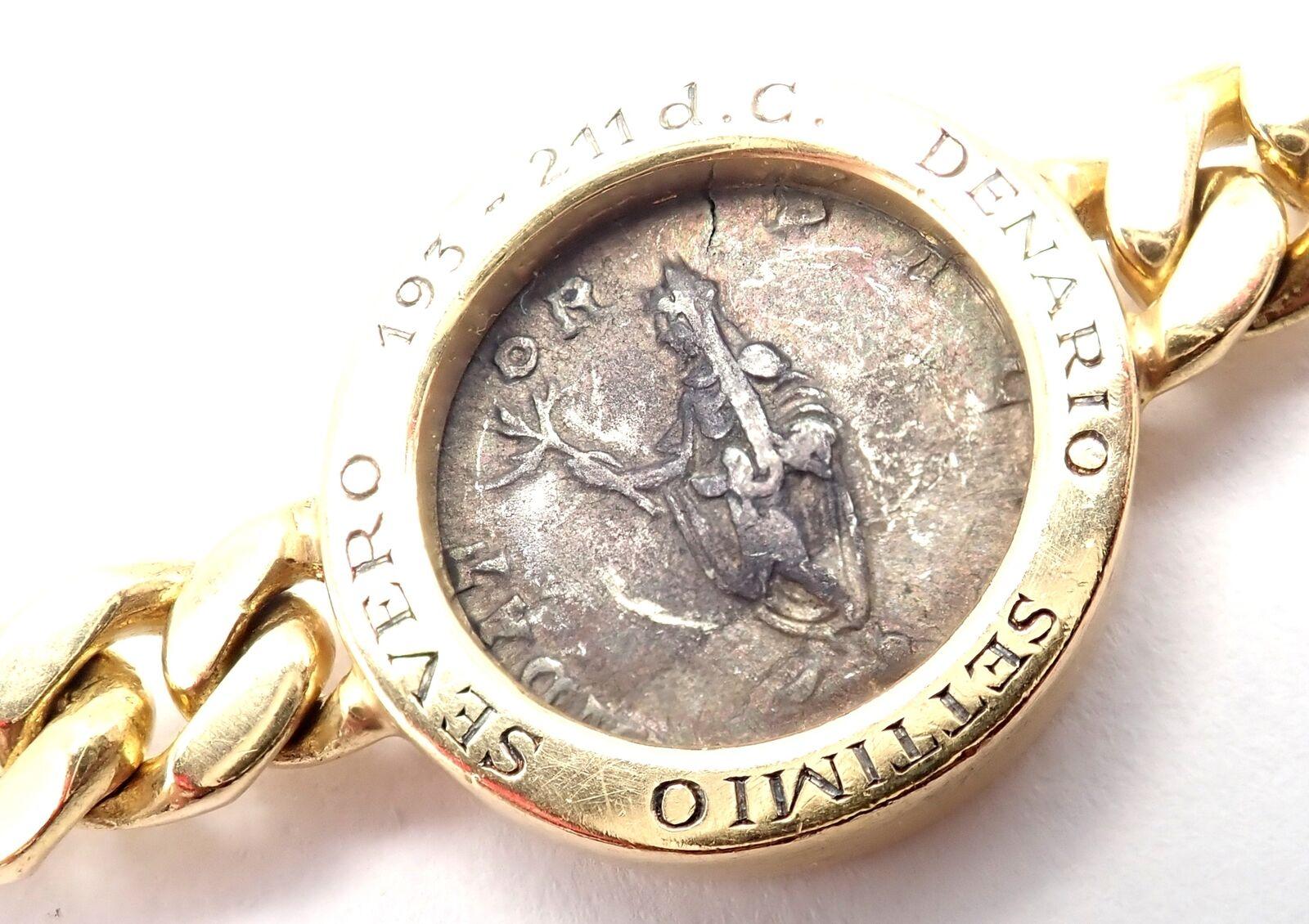 Bulgari Vintage Gliederhalskette aus Gelbgold mit sieben antiken Münzen, Vintage im Angebot 1