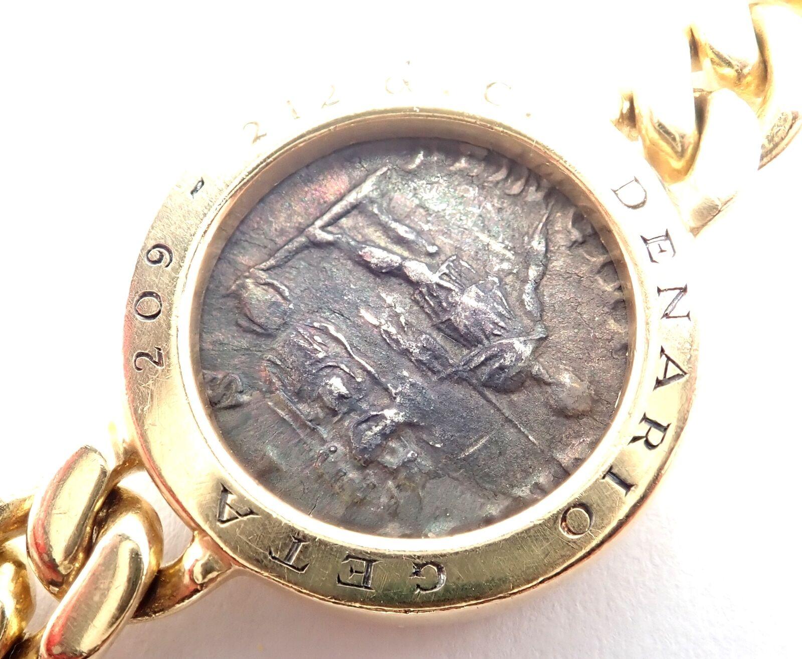 Bulgari Vintage Gliederhalskette aus Gelbgold mit sieben antiken Münzen, Vintage im Angebot 3